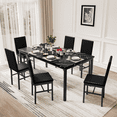 thumbnail image 2 of Recaceik Durable and Sturdy Construction 7 Piece Adult Modern Marble Dining Table with Chair Black, 2 of 10
