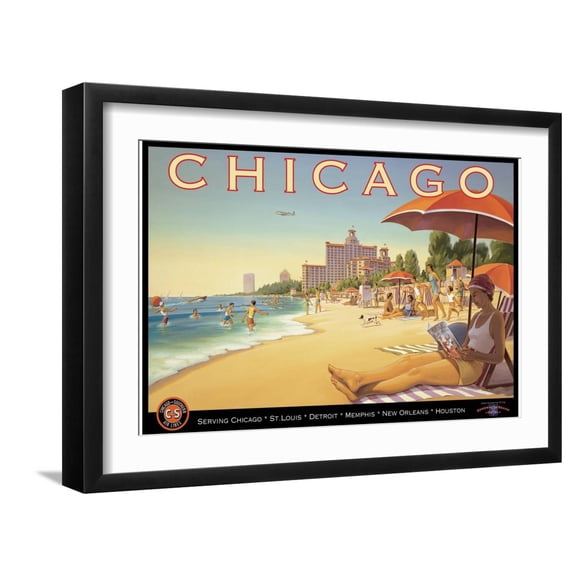 Art.com Chicago and Southern Air Art Print by Kerne Erickson, Black Frame Wall Art, 23" x 17"