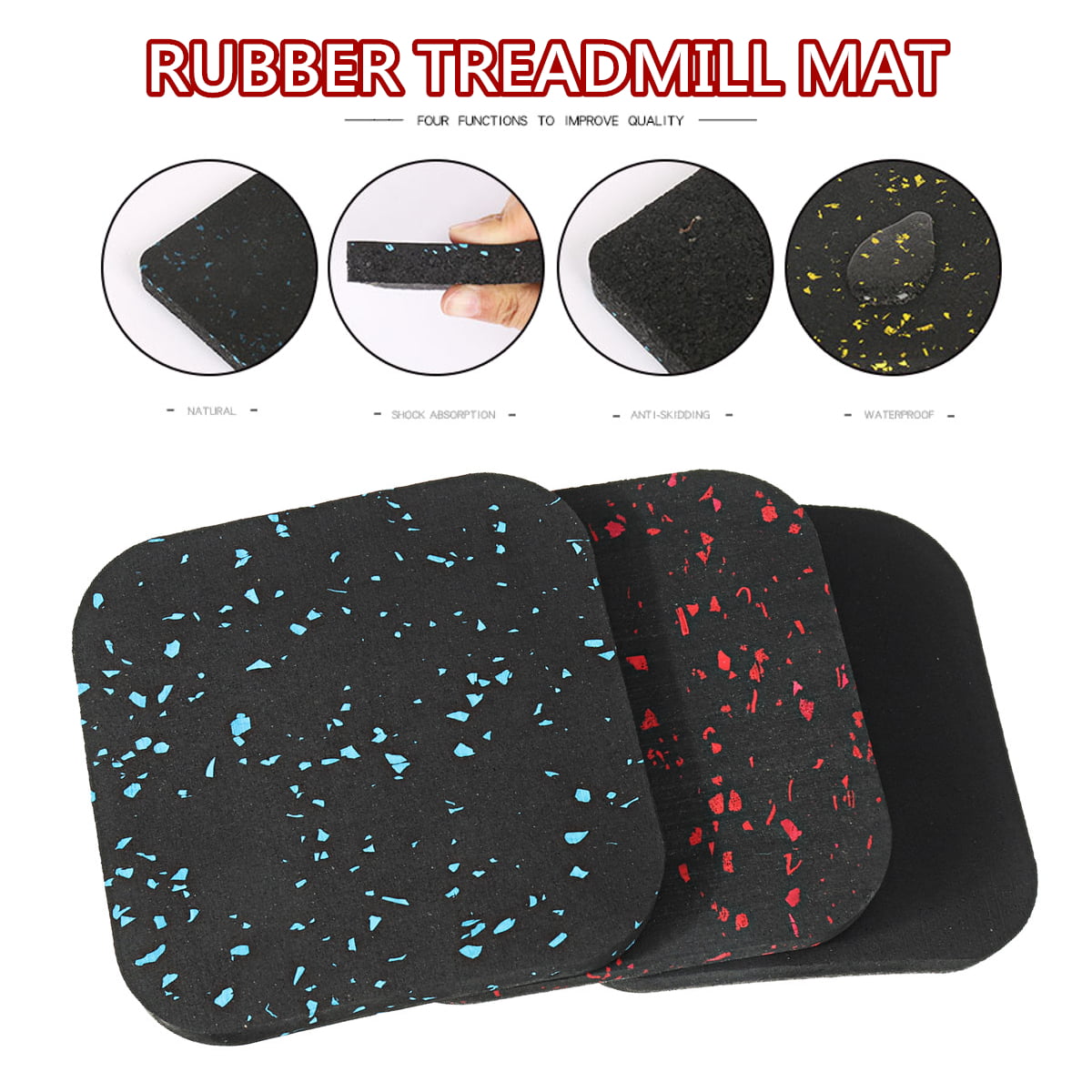 4x Treadmill Noise Absorption Mat Waterproof Rubber Office Workout Mat 