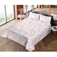 thumbnail image 4 of Ambesonne Cherry Blossom Fitted & Flat Sheet with Shams 4 Pcs Set, Art Floral Japanese, Full, Dried Rose Soft Pink, 4 of 5