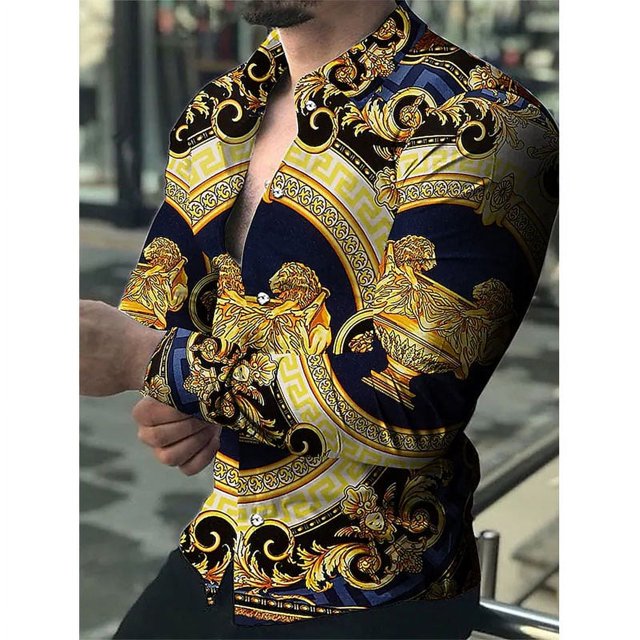 Camisas sociales vintage de manga larga para hombres, camisas casuales de gran tamaño, blusas con botones y estampado de tigre, ropa para hombres, ropa para fiestas al aire libre