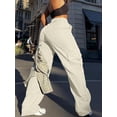 thumbnail image 2 of PLUS SIZE WOMEN'S SOLID COLOR STRAIGHT LOOSE CASUAL LONG CARGO PANTS, 2 of 4