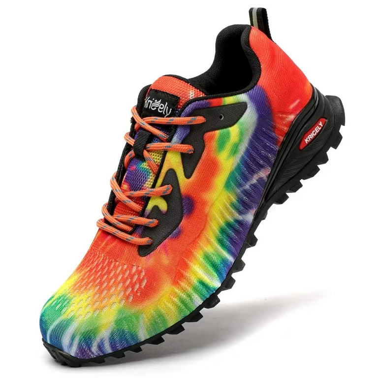 Kricely Men's Trail Running Shoes Fashion Hiking Sneakers for Men Camo  Tennis Cross Training Shoe Mens Casual Outdoor Walking Footwear Rainbow  Size 15 
