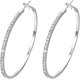 thumbnail image 2 of Pendientes de aro de diamantes brillantes para mujer - Pendientes colgantes de plata de ley 925 con piedras de corte redondo para regalo de cumpleaños y glamour cotidiano, 2 of 3