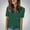 Green, variant on TAGOLD Summer Casual Tops,Plus Size T-shirt Blouse for Womens, Women's Solid Color Short Sleeved V-Neck Button Casual Fashionable