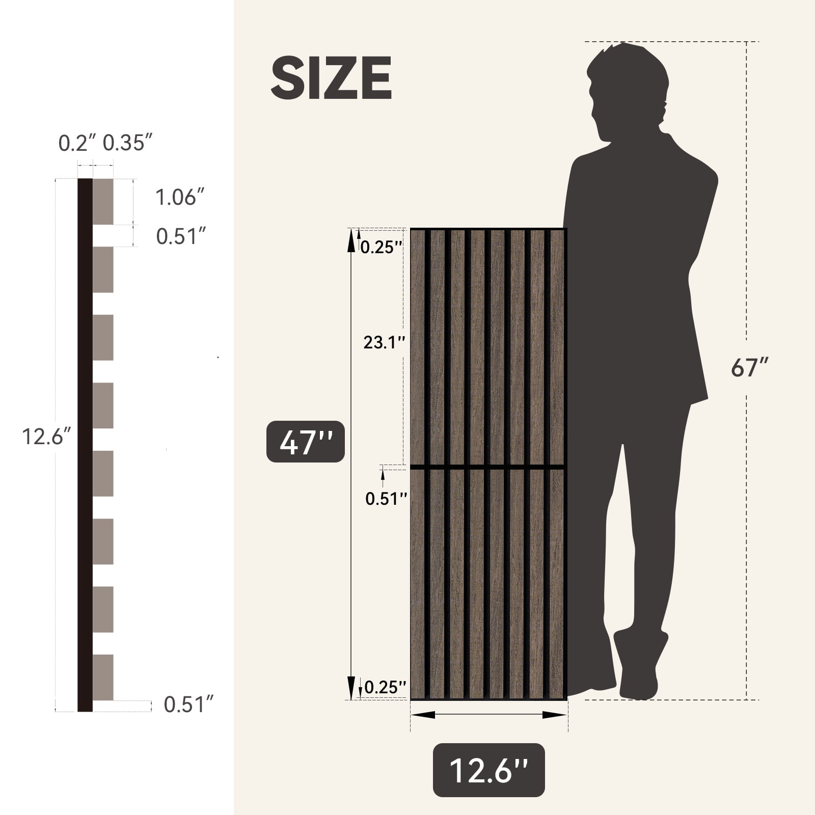 Upick Foldable Acoustic Wall Panels, 4 Pack 48" x 12.6" MDF Slat Wood Panels for Wall, Sound Absorbing Wall Panels for Interior Wall Decor, Dark Walnut