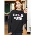 thumbnail image 2 of Breast Cancer Support Squad Pink Ribbon Crewneck Sweatshirt, S, Black, 2 of 6