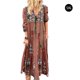 thumbnail image 1 of Vestido largo con estampado floral bohemio Cuello en V Cordón con cordones Ropa de manga larga kenally AP000133-32B, 1 of 6