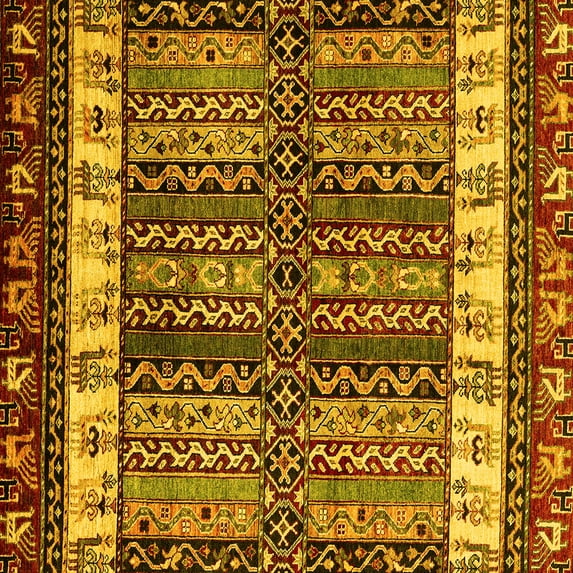 Ahgly Company Indoor Square Abstract Yellow Modern Area Rugs, 6' Square