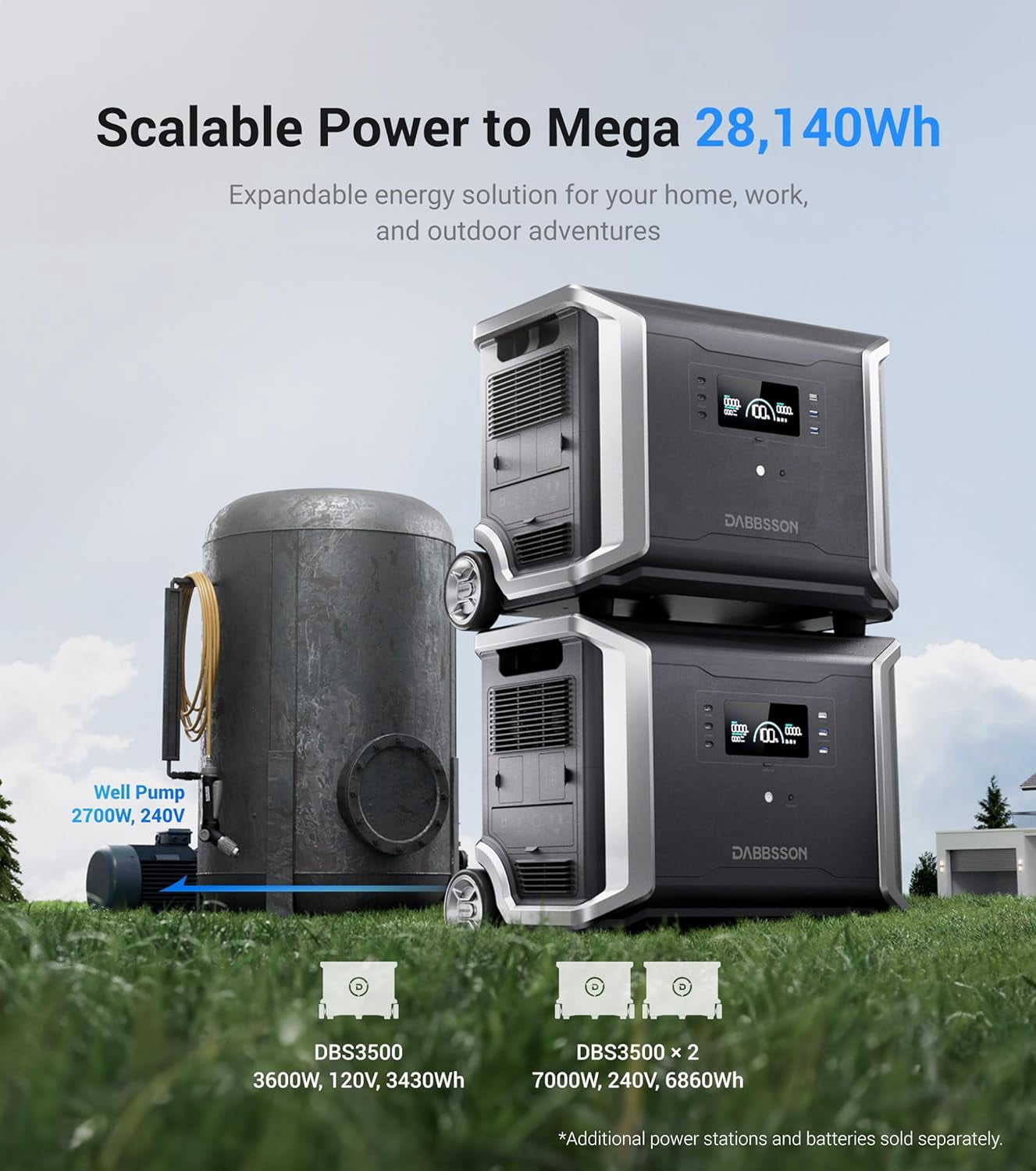 Dabbsson DBS3500 Portable Power Station, 3430Wh Solar Generator for Home Use, Power Outage, Outdoors, Camping, RVs, 3600W Pure Sine Wave, Fast Charging EV Semi-Solid State LiFePO4 (LFP) Battery