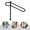 Black, variant on ToppiJoy U-Shaped Single Post Handrail, Iron Metal Handrails for Outdoor 1-3 Steps, 45 ° Slope Tubes Stair Railing for Garage, Porch (Black)