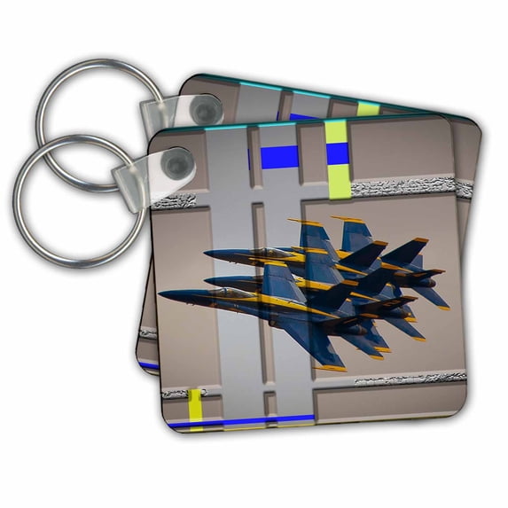 3dRose Four Blue Angels at an Air Show in St. George Utah Flying as a Team Very Close together - Key Chains, 2.25 by 2.25-inch, set of 2