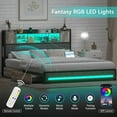 thumbnail image 6 of Queen Bed Frame with Storage Headboard & 4 Drawers, LED Upholstered Bed Frame Queen Size with Type-C & USB Ports, Metal Queen Platform Storage Light up Bed Frame, No Box Spring Needed, Charcoal Gray, 6 of 9