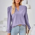thumbnail image 4 of TAGOLD Womens 3/4 Long Sleeve Summer Tops, Women's Fashion Solid V-Neck Long Sleeve Loose T-shirt Top, 4 of 5