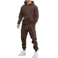 thumbnail image 3 of BiZtdJrK Mens Casual Sweatsuits 2 Piece Set Drawstring Long Sleeve Hoodie Sweatshirts and Cargo Joggers Matching Athletic Outfits Regular Fit Solid Fall Tracksuit with Pockets Coffee M, 3 of 6