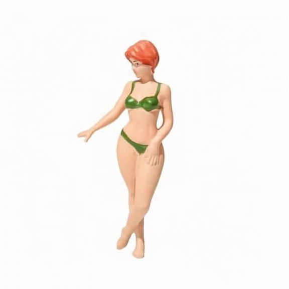 Figura Femenina En Miniatura Impresa En 3D, 3x1:64, Con Traje De Baño, Pintada A Mano, Estilo Playero, Para Coleccionistas Y Aficionados. Bikini Con Piernas Cruzadas.