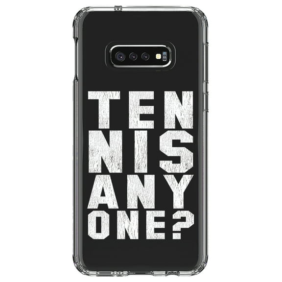 DistinctInk Clear Shockproof Hybrid Case for Samsung Galaxy S10e (5.8" Screen) - TPU Bumper Acrylic Back Tempered Glass Screen Protector - Tennis Anyone?