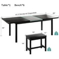 thumbnail image 7 of iPormis Dining Table Set, 7-Piece Extendable Table from 63" Large Extendable Kitchen Table Set for 4-8 People, Mid-Century Dining Room Table with 6 Square Stools, Black, 7 of 7
