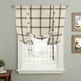 thumbnail image 2 of Linen Buffalo Check Tie Up Curtains for Windows, Adjustable Balloon Window Shades, Retro Black Lines Grid Pattern Kitchen Window Treatments Farmhouse Short Curtains with Rod Pocket 42"x45", 2 of 8