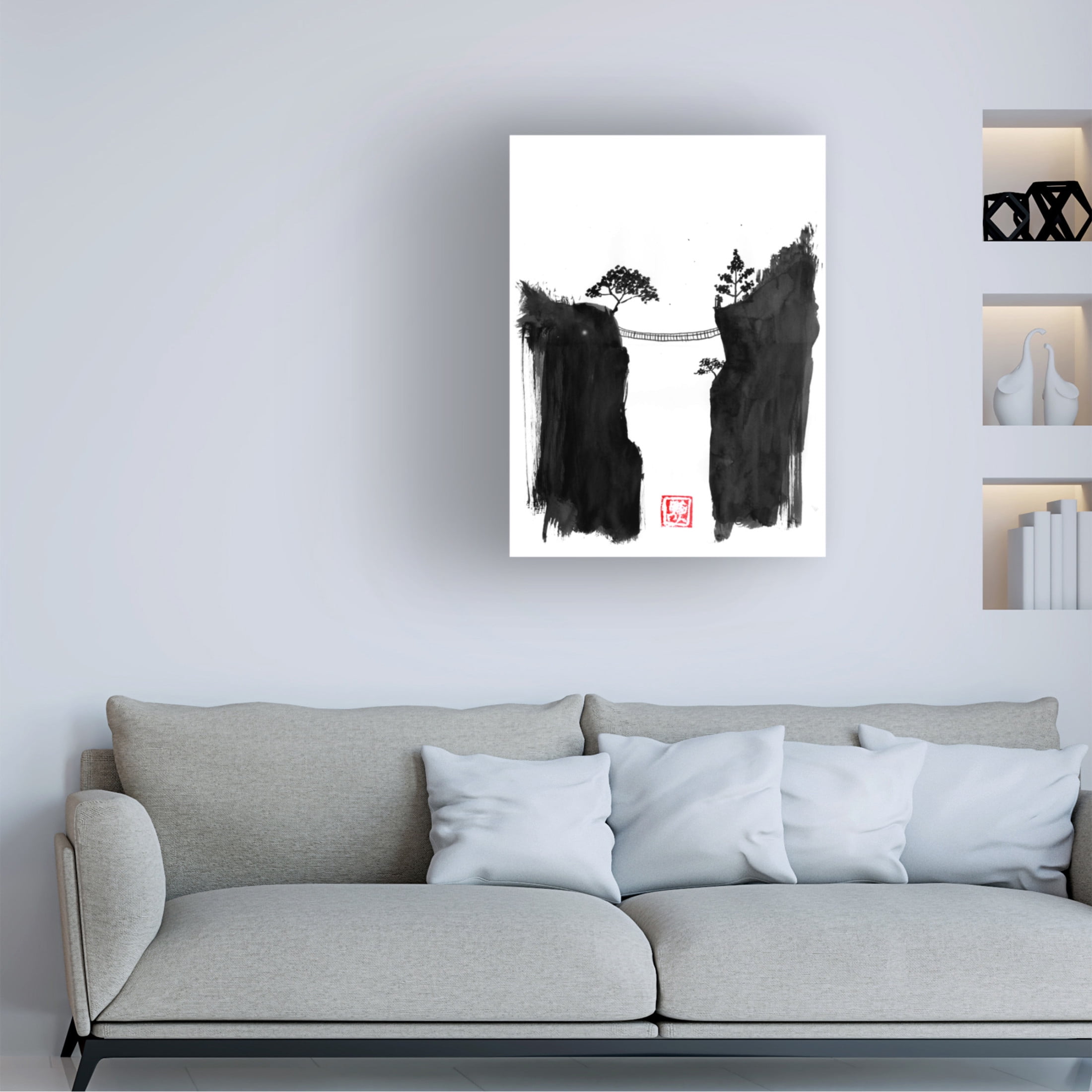 Canvas Wall Art - Pechane 'Monkey Bridge 2' Wall Art for Living Room, Bedroom, or Office Décor by Trademark Fine Art - 14 x 19 Inches