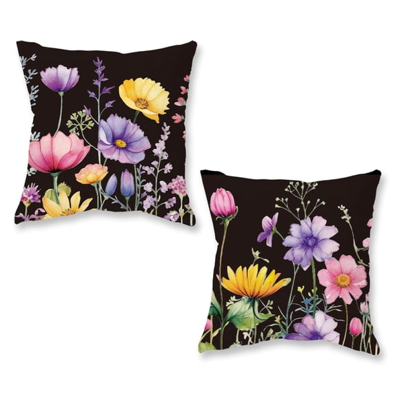 Spring Summer Pillow Covers 12x20 Inch Set of 2 Floral Colorful Flowers Decorations Farmhouse Living Room Outdoor Cushion Case for Sofa Couch Home Bed