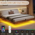 thumbnail image 3 of Afuhokles Floating Bed Frame King Size with LED Lights, Modern Metal Platform Bed, Brown, 3 of 7