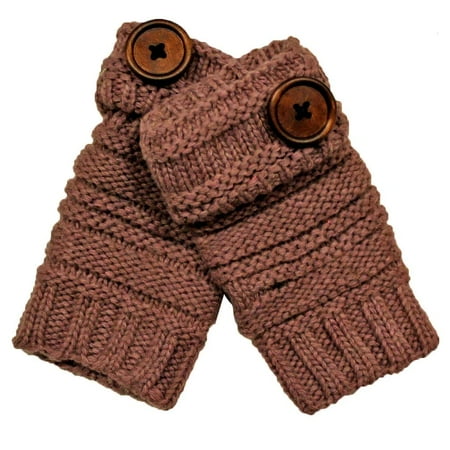 Luxury Divas Knit Fingerless Gloves With Button