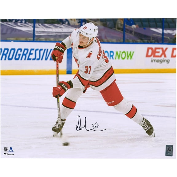 Andrei Svechnikov Carolina Hurricanes Autographed 16" x 20" White Shooting Photograph - Fanatics Authentic Certified