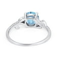 thumbnail image 3 of Leaf Style Ring Round Aquamarine Cubic Zirconia White Gold 925 Sterling Silver, Size 7, 3 of 6