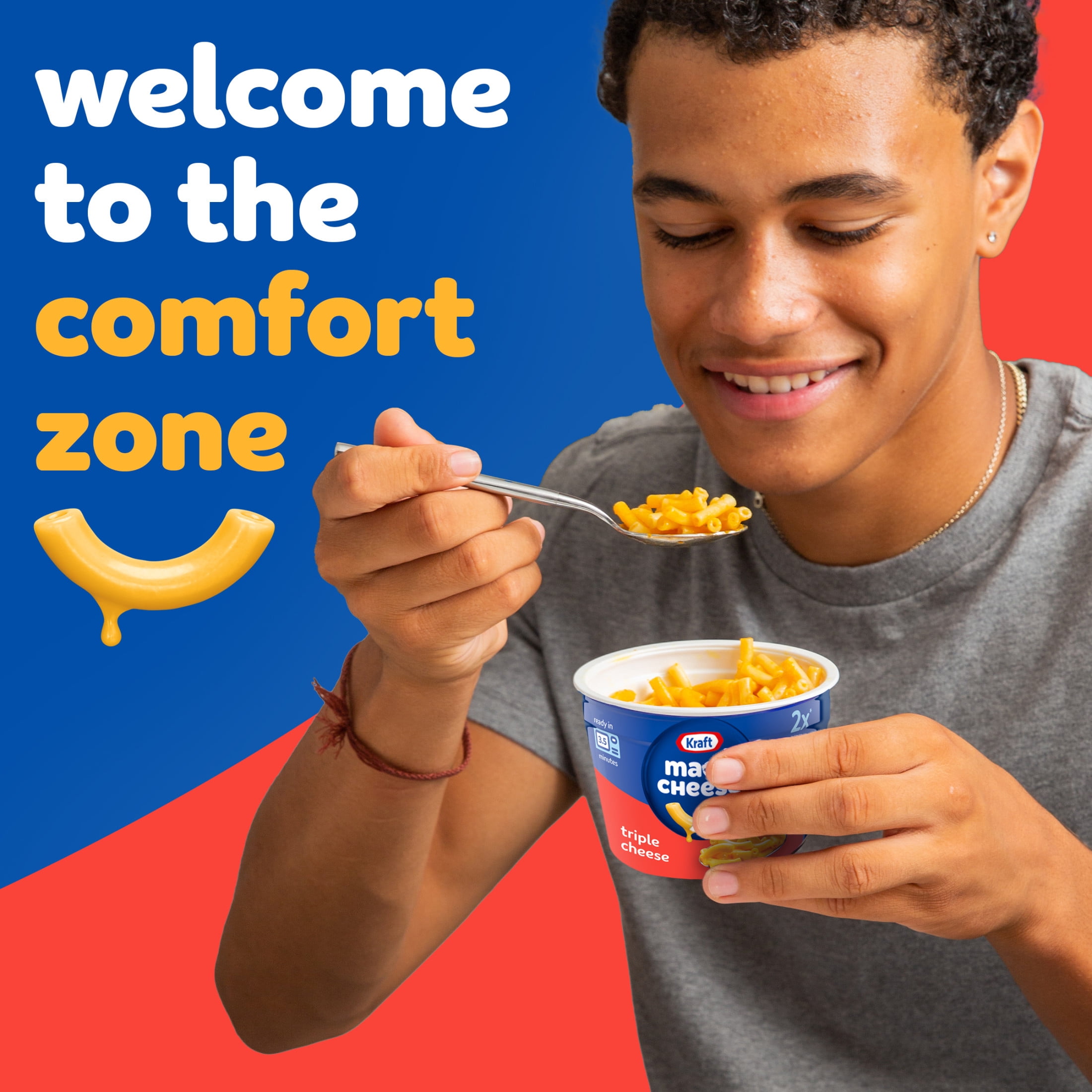 Kraft Mac and Cheese, 1 Big Cup, for Easy Dinner or Dinner Sides, Triple Cheese, No Artificial Flavors, Preservatives or Dyes, 4.1 oz