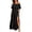 Black, variant on ZHOGXU Fashion Womens Bodycon Midi Dresses Black Solid Color Off Shoulder Short Sleeve Slit Weekend Outdoor Wear