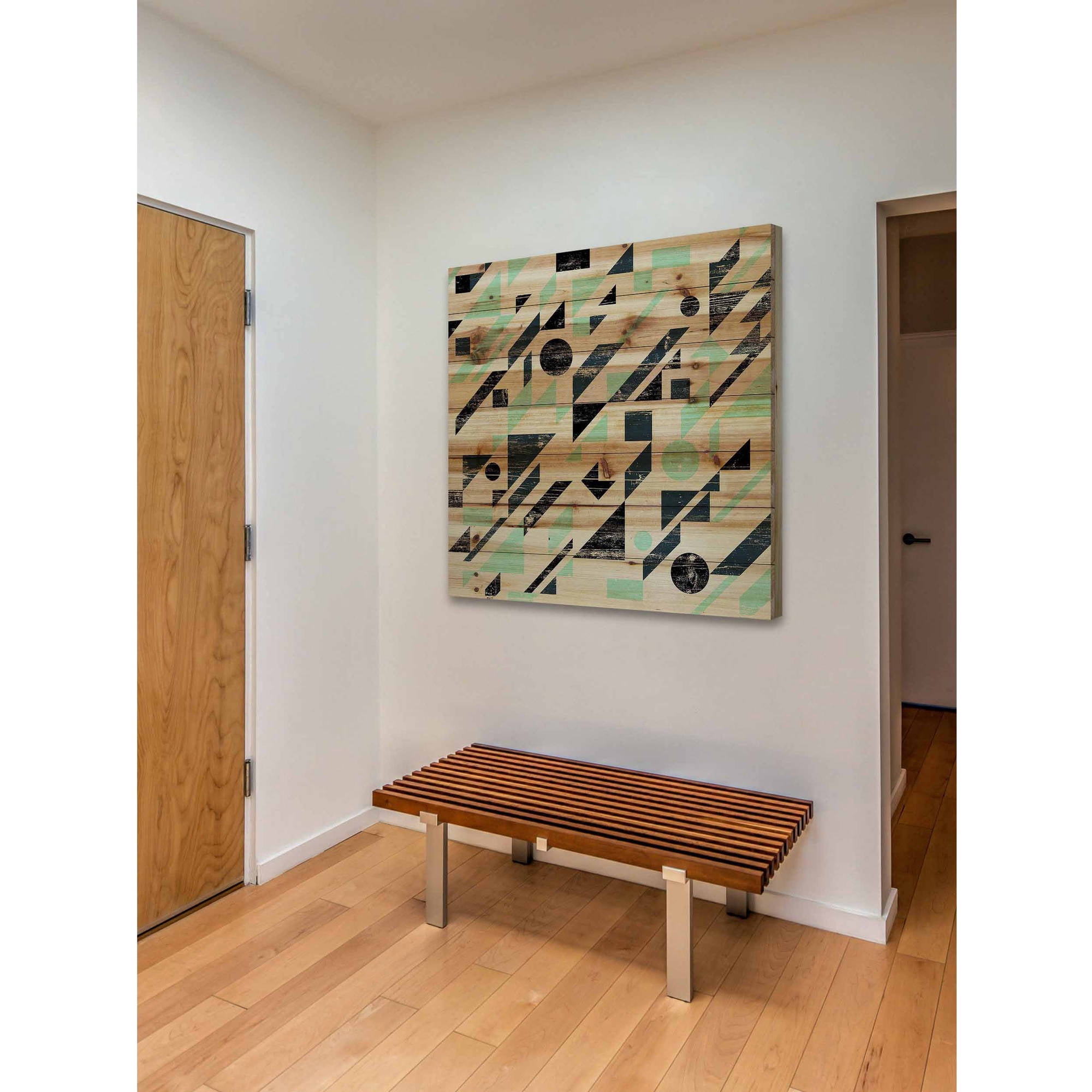 Marmont Hill - "Maze To Circles" Painting Art Print On Natural Pine Wood, 24.0" x 1.5"