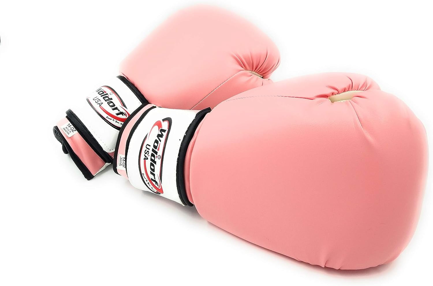 Woldorf USA Pink Boxing Gloves for Men and Women Heavy Essential Gel Boxing Punching Bag Gloves Kickboxing Sparring MMA Muay Thai Training Gloves Vinyl 14oz