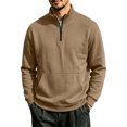 thumbnail image 4 of Hngshg Mens Sweatshirts Trendy Quarter Zip Stand Neck Solid Color Tops Long Sleeve Pocket Pullover Sweatshirts, 4 of 6