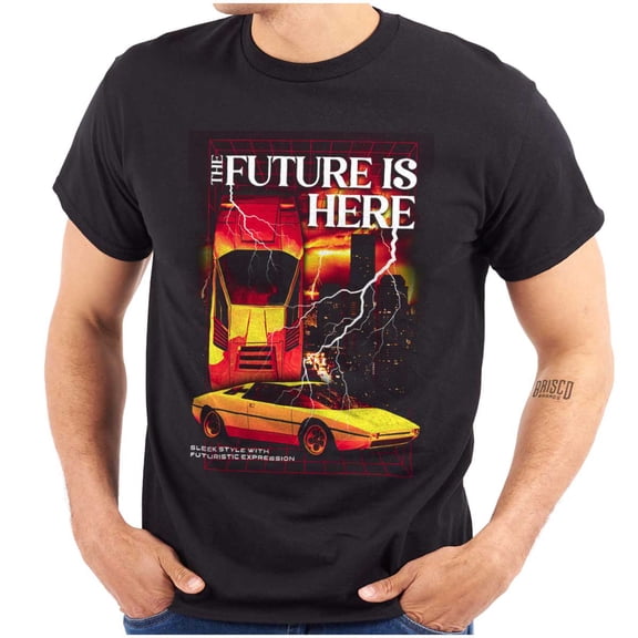 Cool The Future is Here Muscle Car Men's Graphic T Shirt Tees Brisco Brands S