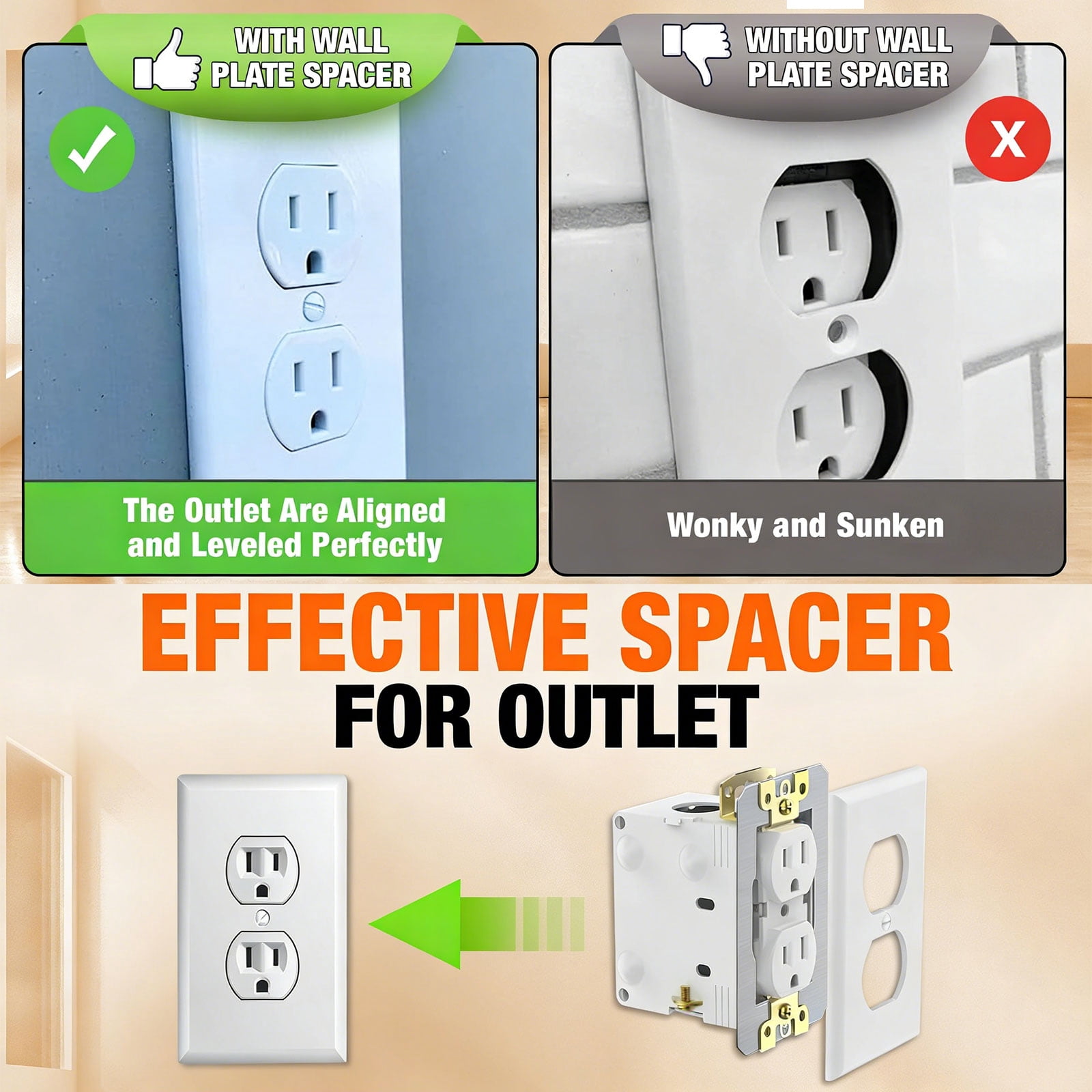 10PCS Strong Metal Outlet Spacers With Two Piece Structure For Improved Stability And Alignment
