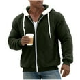 thumbnail image 4 of Yangnuo Mens Solid Color Warm Comfy Jackets Men's Fashion Casual Solid Zipper Pockets Long Sleeve Blouses Long Sleeve Hooded Casual Outwear Jackets Fleece Coats, 4 of 5