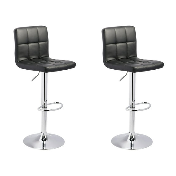 Signature Design by Ashley Bellatier Adjustable Height Swivel Bar Stool, 2 Count, Black & Chrome Finish