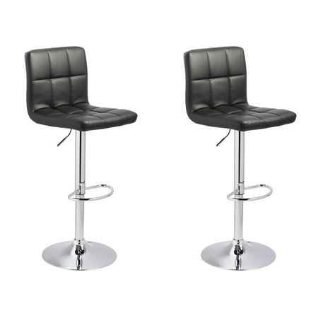 Signature Design by Ashley Bellatier Adjustable Height Swivel Bar Stool, Set of 2, Black & Chrome Finish