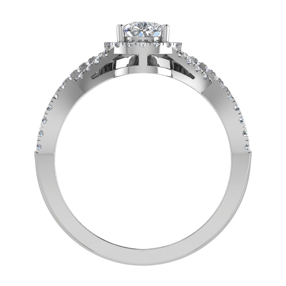 2.35 carat moissanite bridal ring set, big pear cut ring with diamond crown  / Ariadne | Eden Garden Jewelry™