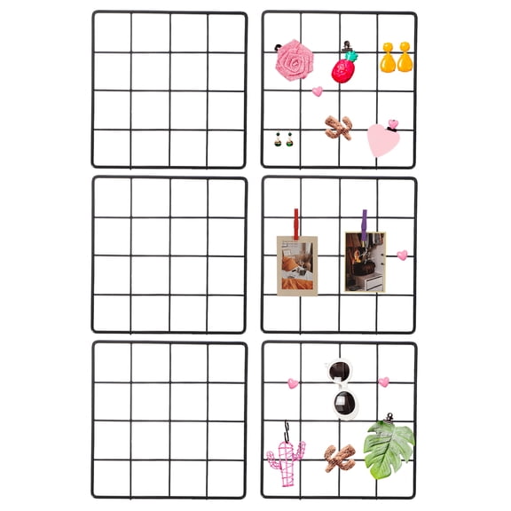 8x8 in Wall Grid Panel, 6 Pack Wire Grid Panel Shelf Board Metal Gridwall Photo Pictures Display Hanging Organizer Mesh Frame Memo Board for Display DIY Craft Shows Home, Black