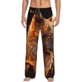 thumbnail image 2 of Lsque Gold Flame Pattern Wolf Print Men's Pajama Pants, Lounge Pant - Comfortable Home Wear,Elastic Waistband, Stylish Design-Small, 2 of 9