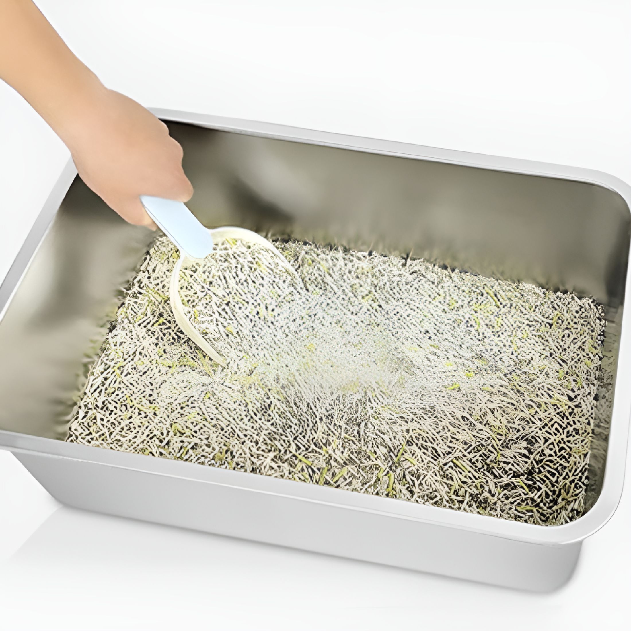 ACDANC 2 Pack - Stainless Steel Litter Box for Cat or Rabbit, High Side and Easy to Clean, Rust Proof (17.5" L x 13.6" W x 6" H)