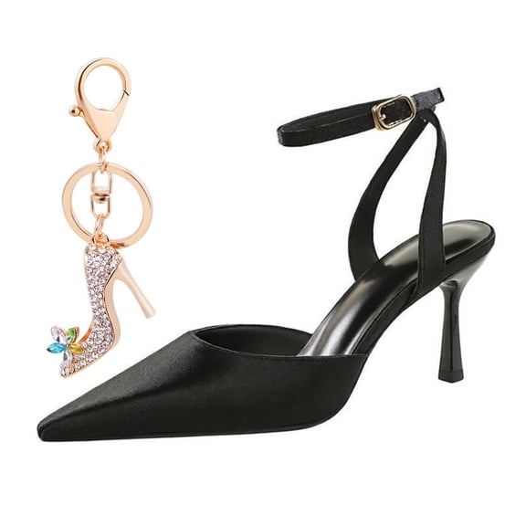 Women's Pumps Stiletto High Heel Ankle Strap Pointed Toe 8CM Pump Party Dress