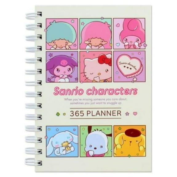 Sanrio Character New Version Kitty Kuromi Mymelody Daily Planner, 5 x 7 in Hard Cover (Ivory)