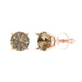 thumbnail image 2 of 1 Ct Round Cut Studs Champagne Crystal 14K Rose Solid Gold Everyday Dainty Earrings Screw Back, 2 of 7