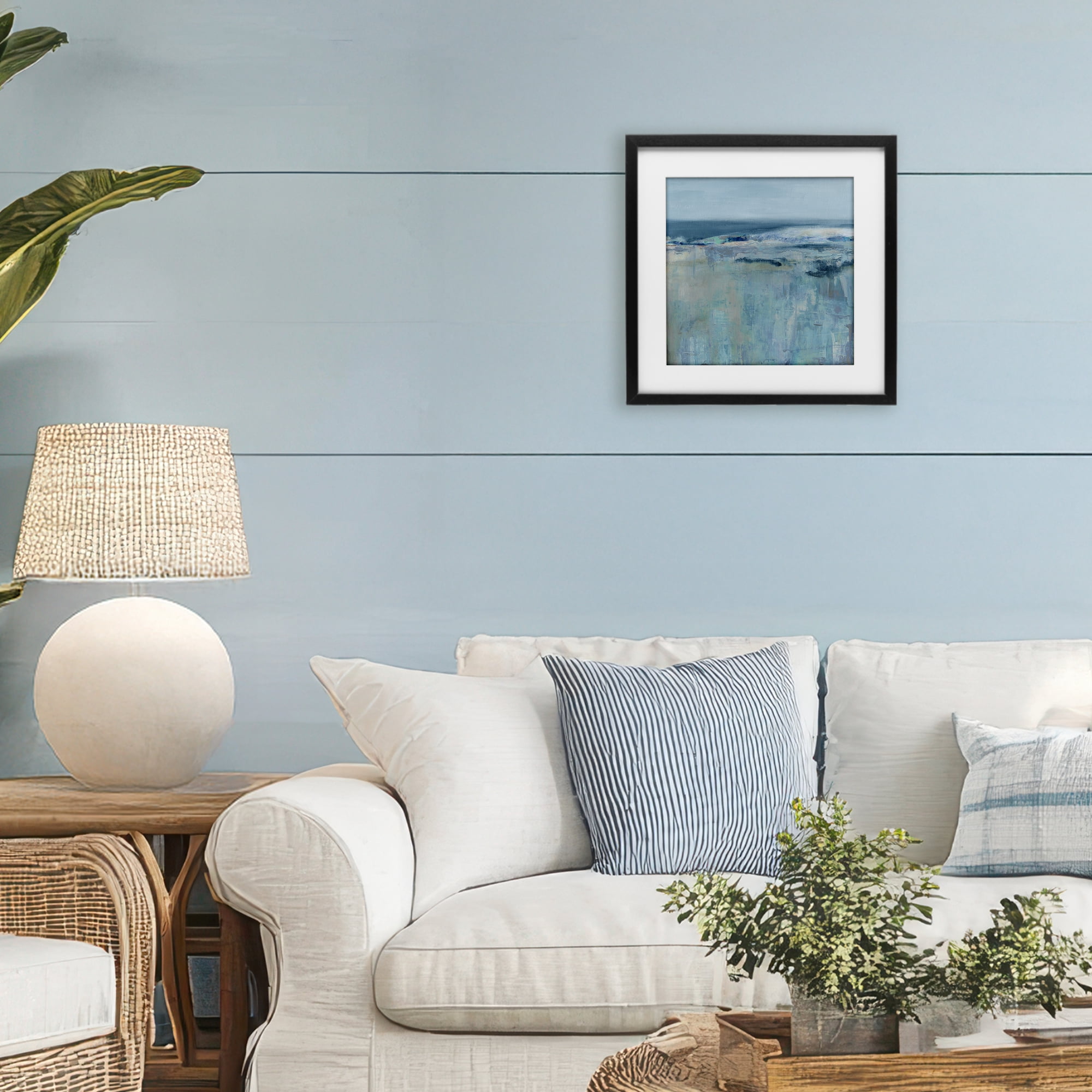 Stupell Industries Serene Abstract Pastel Seascape Black Framed Print Under Glass, design by Carol Robinson