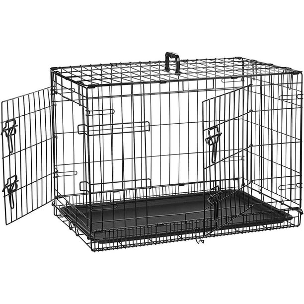 PETSWORLD Folding Dog Crate Double Door Folding Metal Dog Crates