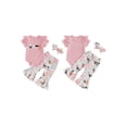 thumbnail image 2 of BemeyourBBs Newborn Baby Girl Farm Duck Outfit Infant Girls Summer Clothes Animal Embroidered Waffle Striped Short Sleeve Romper Print Bell Bottom Flared Pants Set Headband, 2 of 9