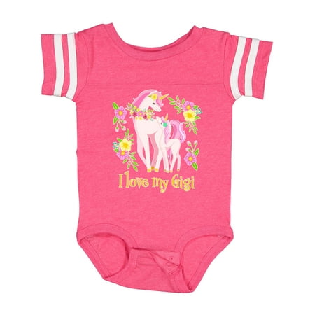

Inktastic I Love My Gigi Unicorn with Pink and Yellow Flowers Gift Baby Boy or Baby Girl Bodysuit
